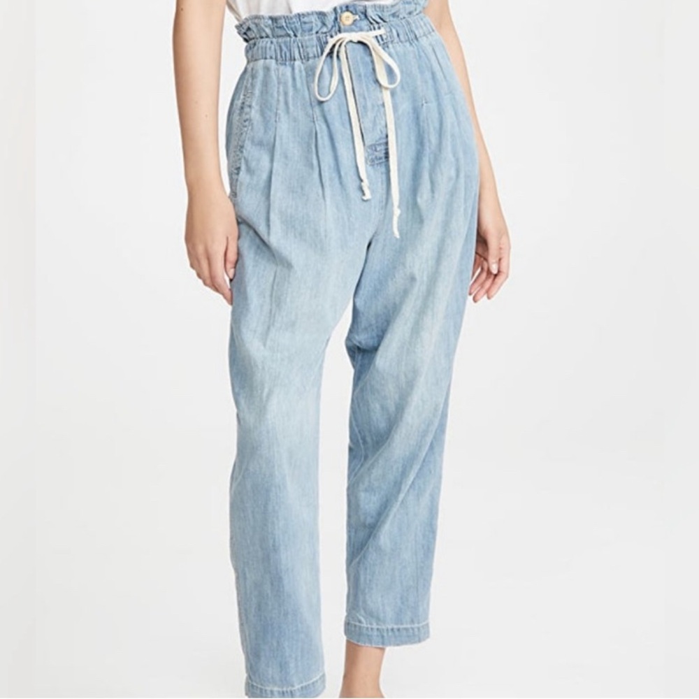 Free People Denim Margate Pleated Trouser